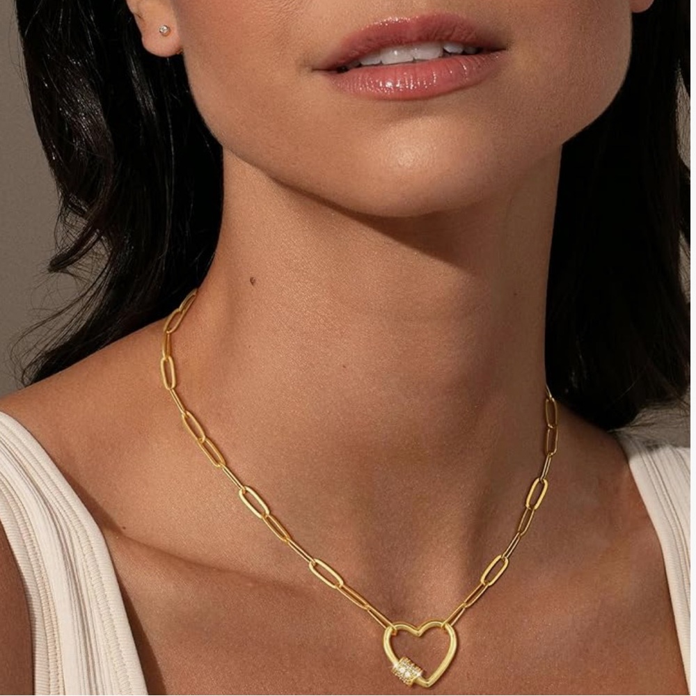NEW 14K Gold Plated Gold Heart Pendant Necklace